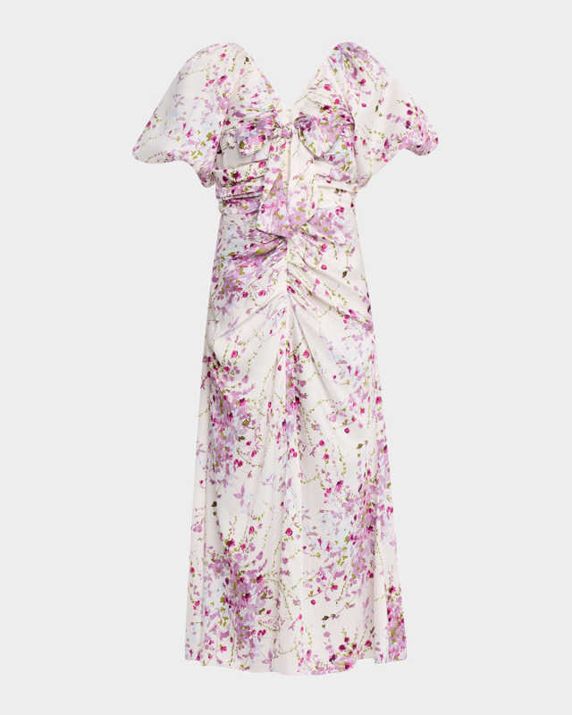 Brenton Puff-Sleeve Midsummer Bloom Dress